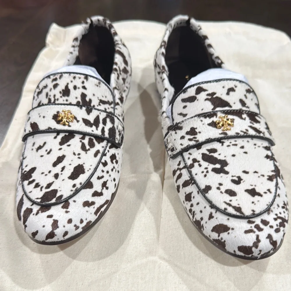 Tory Burch Cow Print Ballet Loafer - Brown and cream